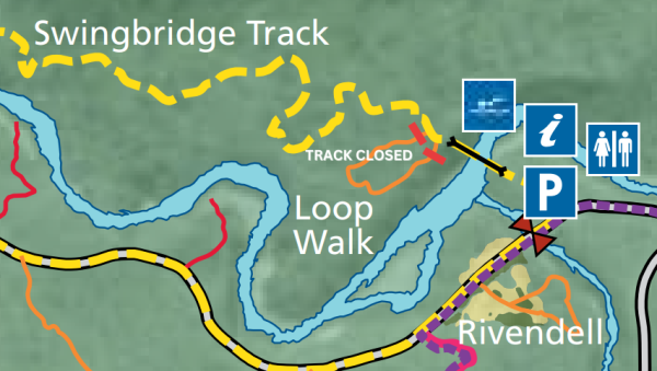 Map showing the closed track